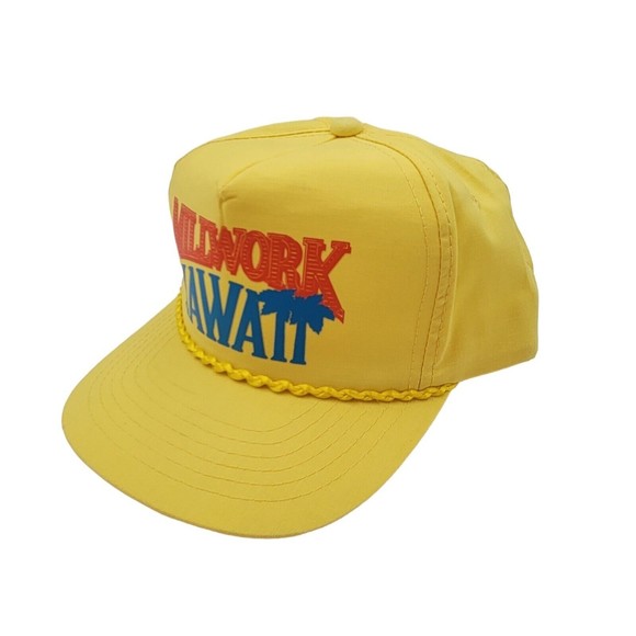 Vintage Millwork Hawaii Neon Yellow Rope Adjustable Snapback Trucker Hat Cap - Picture 1 of 10